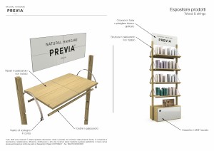 Tavola descrittiva Espositore in legno Previa