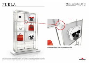 Tavole di progetto allestimento vetrine Furla Uomo